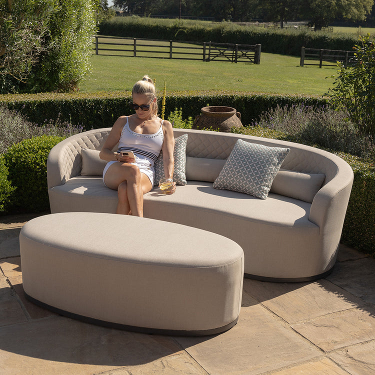 Maze Ambition Curve 3 Seater Sofa Daybed With Footstool Oatmeal From Front-Better Bed Company