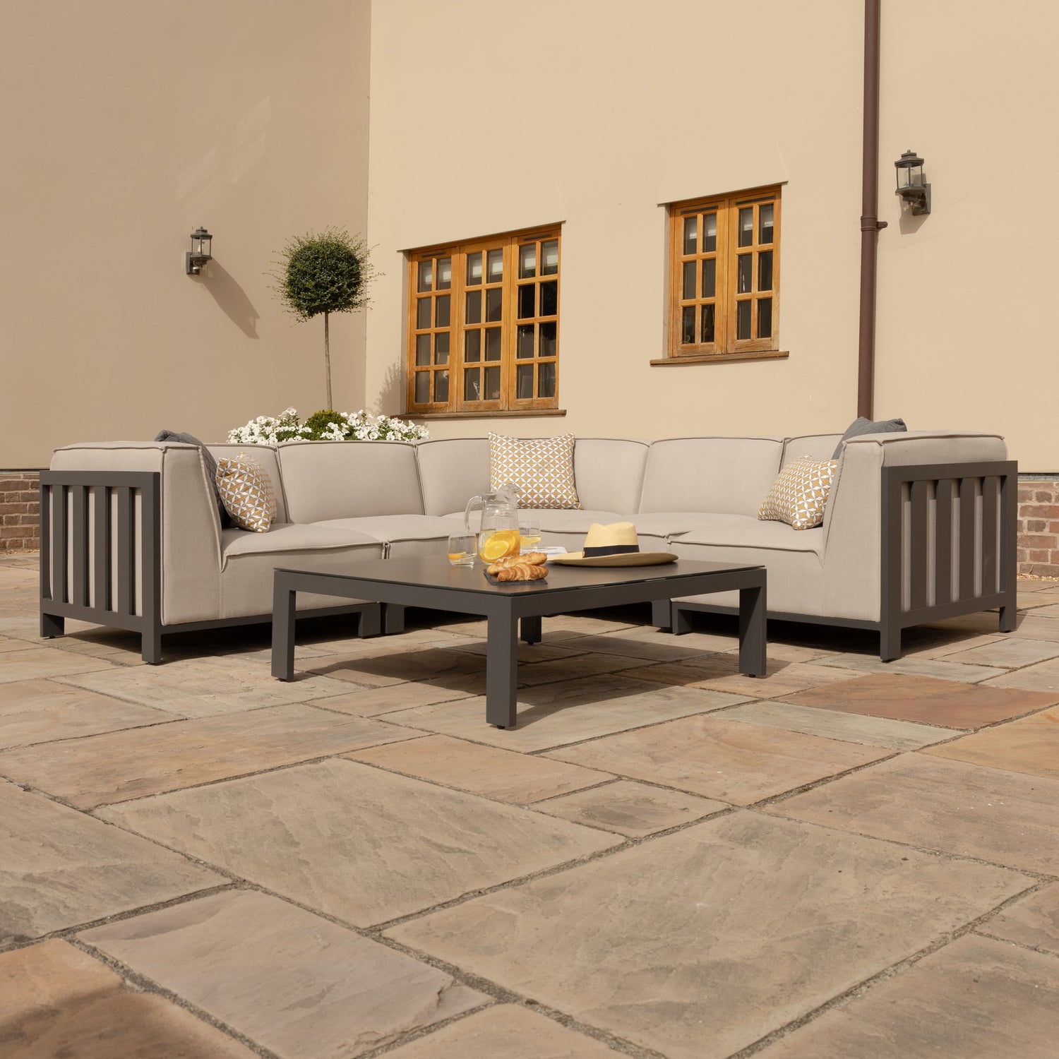 Maze Ibiza Small Corner Sofa Set With Square Coffee Table Low View-Better Bed Company
