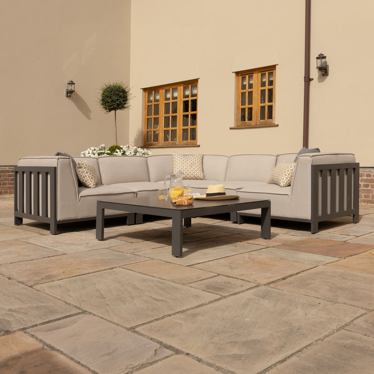 Maze Ibiza Small Corner Sofa Set With Square Coffee Table Low View-Better Bed Company