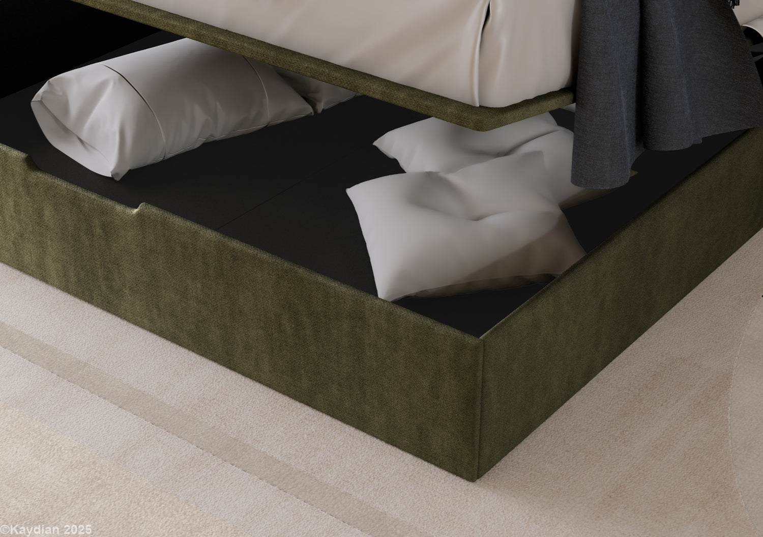 Kaydian Hartley ottoman bed-Olive-Better Bed Company