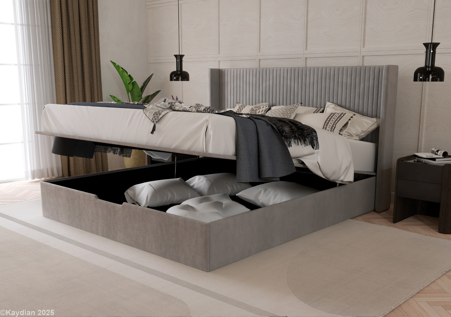 Kaydian Hartley ottoman bed-Grey-Better Bed Company