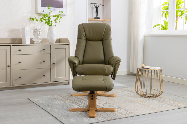 GFA Hawaii Recliner And Foot Stool-Olive Green