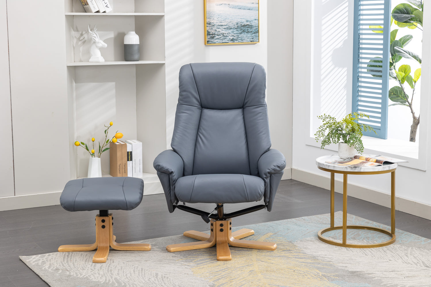 GFA Hawaii Recliner And Foot Stool-Petrol Blue-Better Bed Company