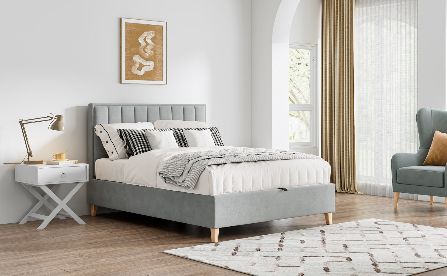 Bedmaster Rhodes Ottoman Bed Grey-Better Bed Company