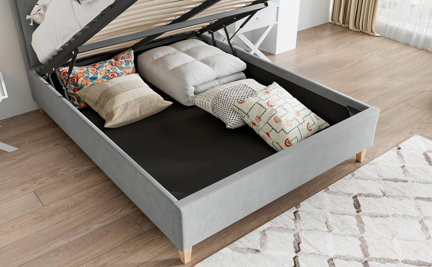 Bedmaster Rhodes Ottoman Bed Grey Inside-Better Bed Company