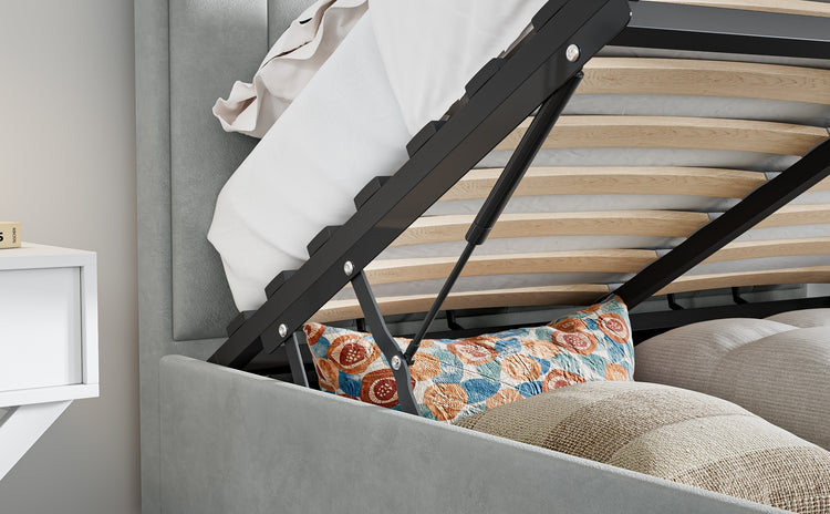 Bedmaster Rhodes Ottoman Bed Grey Gas Hinge-Better Bed Company
