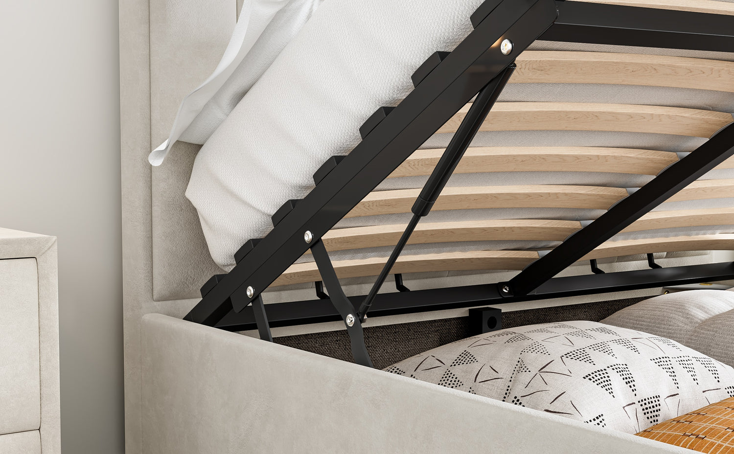 Bedmaster Rhodes Ottoman Bed Stone Hinge-Better Bed Company