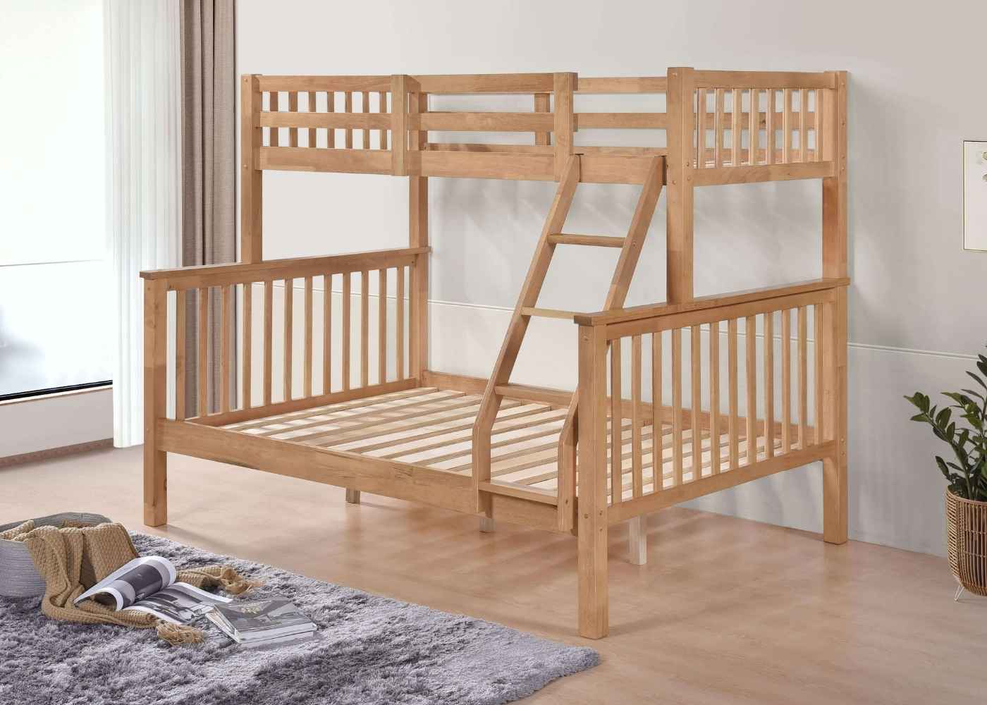 Kelly Triple Wooden Bunk Bed-Oak-Better Bed Company