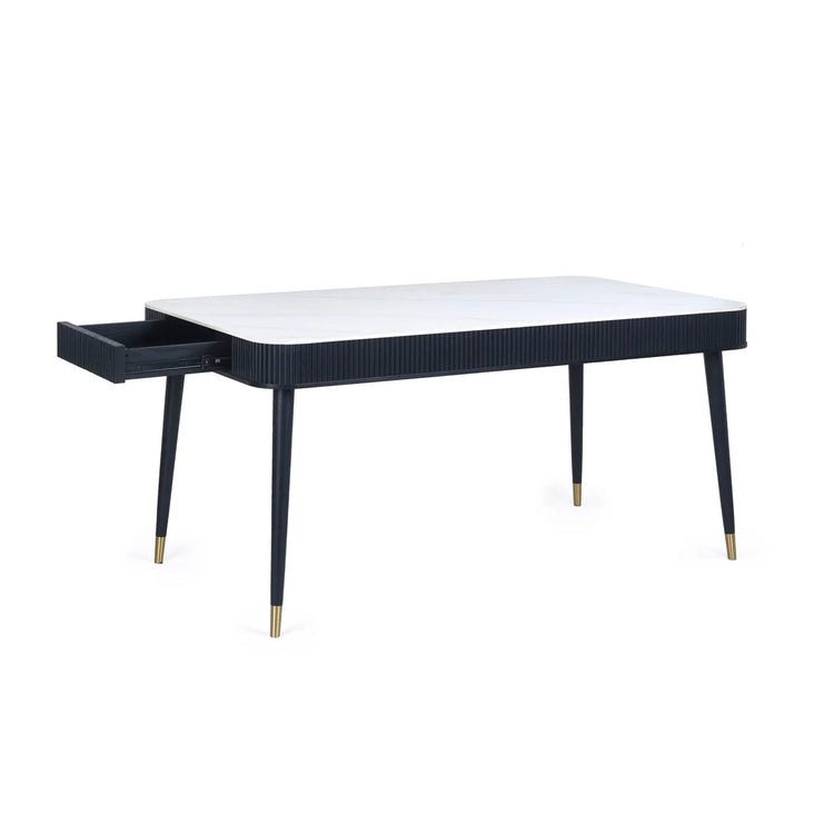 Julian Bowen Louis Dining Table With Drawers From Side With Drawer Open-Better Bed Company
