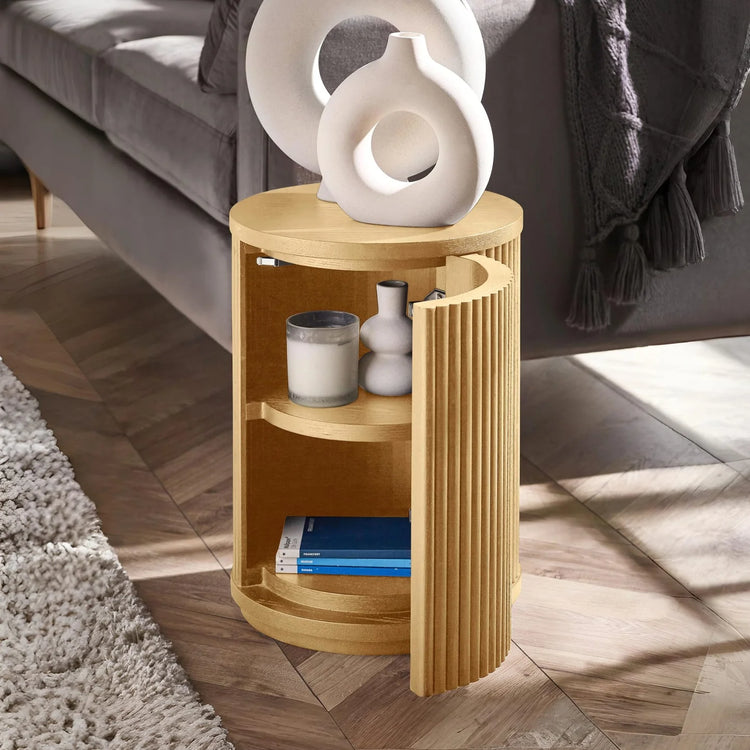 Julian Bowen Louis Side Table With Door Open From Side-Better Bed Company