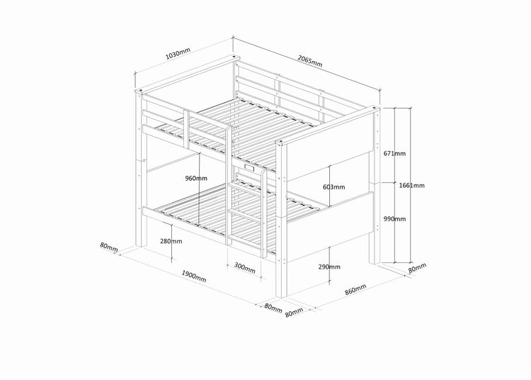Lolly Wooden Triple Bunk Bed-Better Bed Company