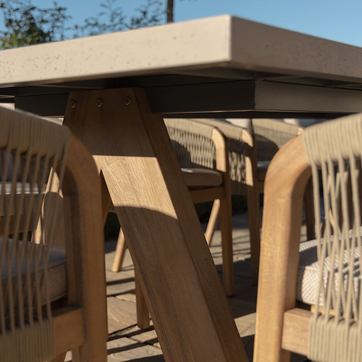 Maze Martinique 8 Seat Rectangular Dining Set Table Legs Close Up-Better Bed Company