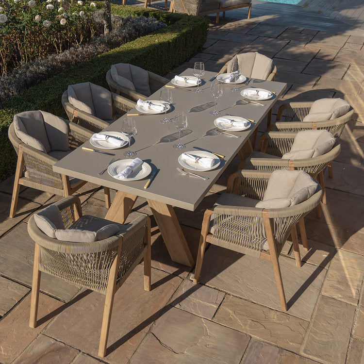 Maze Martinique 8 Seat Rectangular Dining Set From Above-Better Bed Company