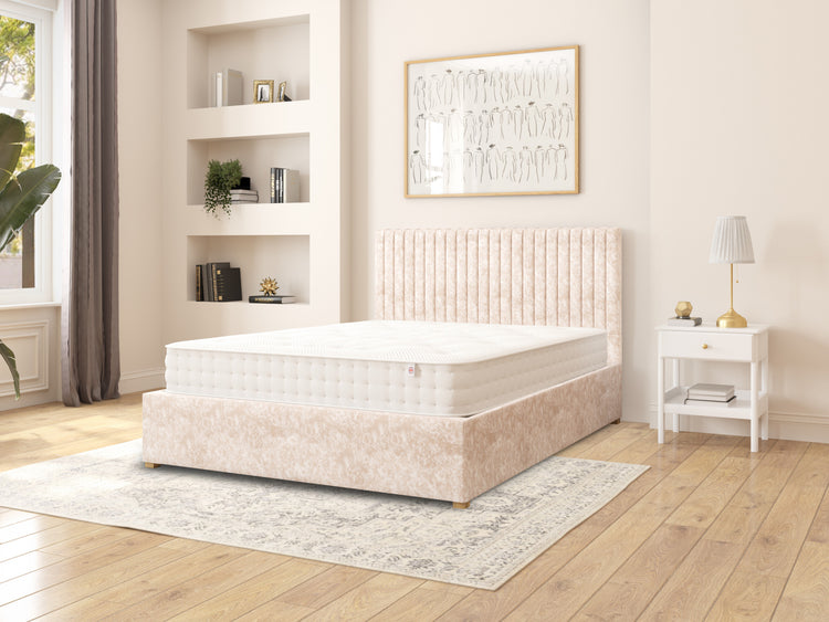 Nicklaus Velvet Ottoman Bed