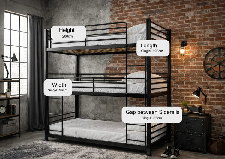 Wholesale Beds No Bolt 3 Tier Metal Bunk Bed Dimensions-Better Bed Company