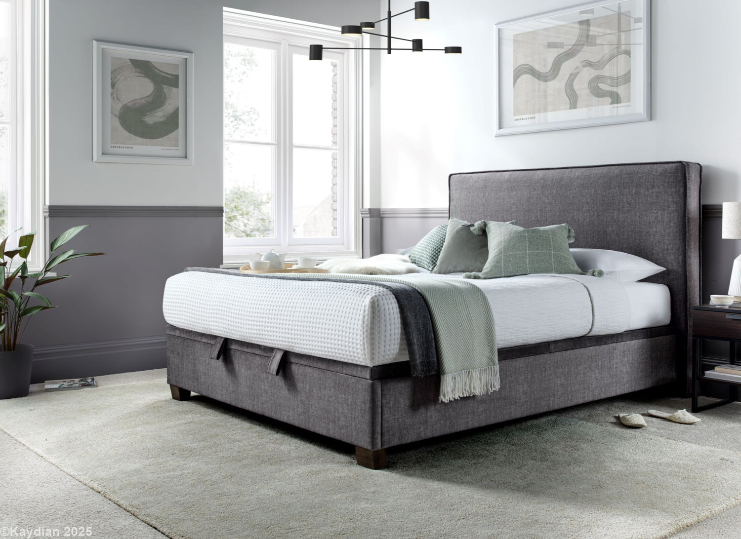 Kaydian Newton Vogue Grey Ottoman Bed Side-Better Bed Company