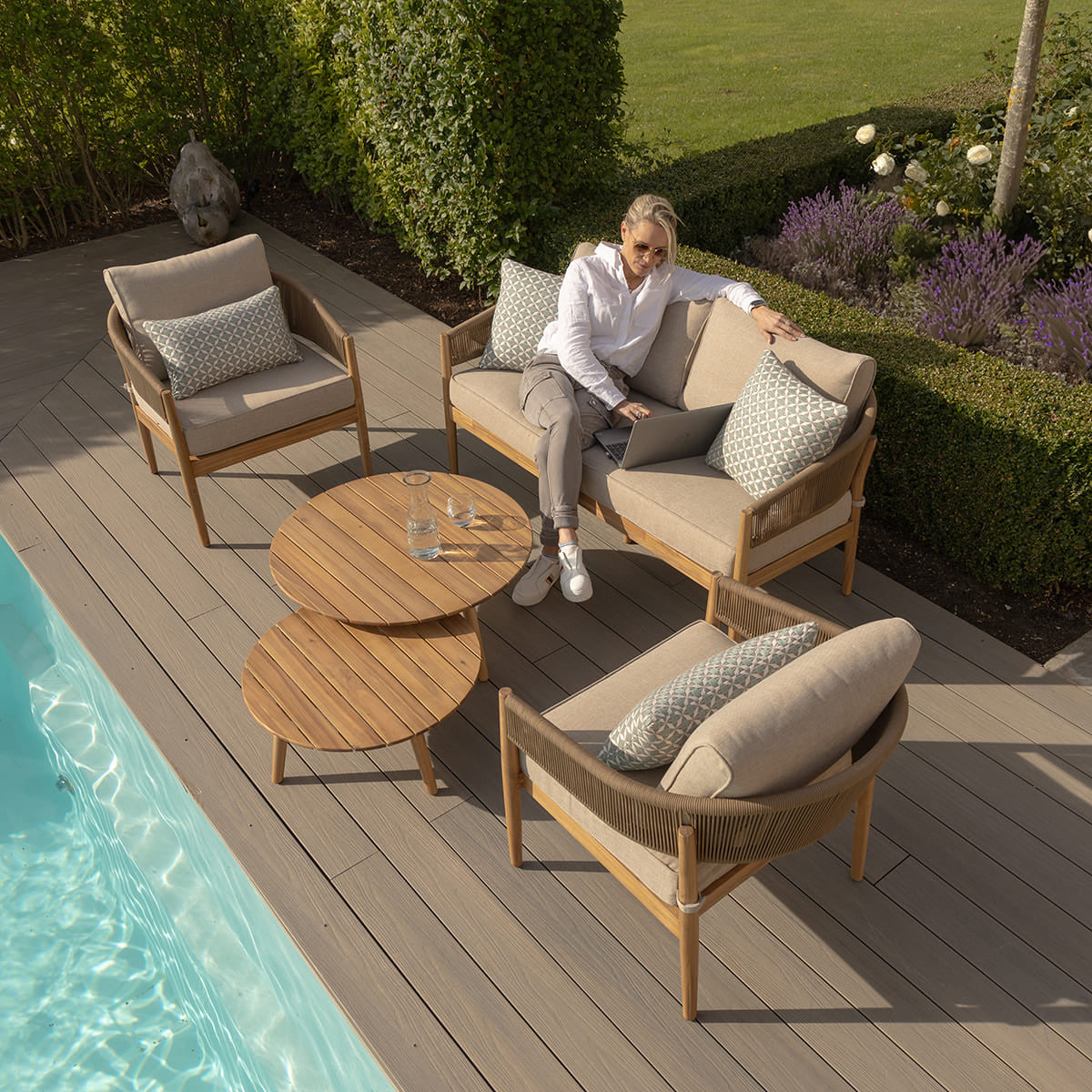 Maze Porto 2 Seat Lounge Set From Top View-Better Bed Company