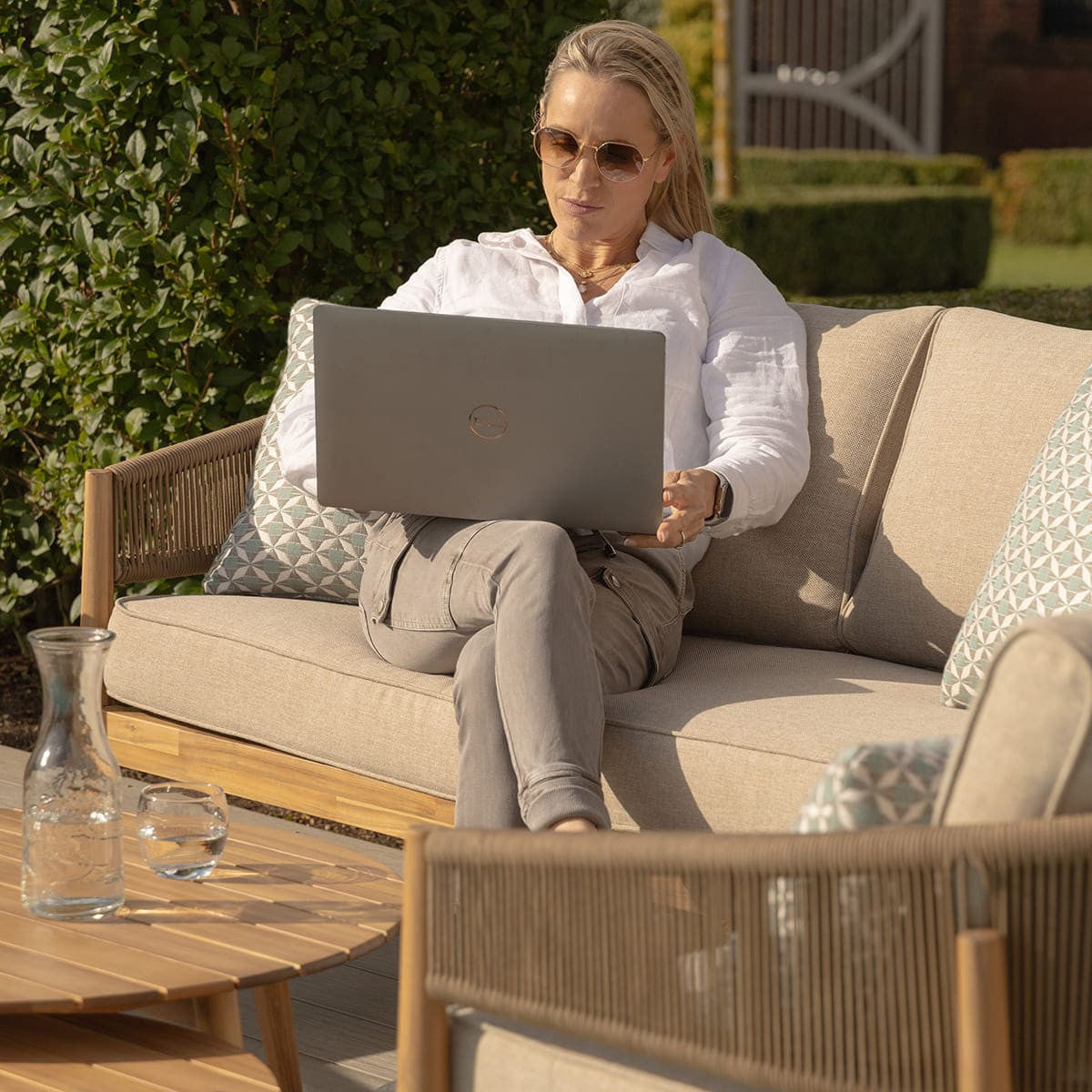Maze Porto 2 Seat Lounge Set Lifestyle-Better Bed Company