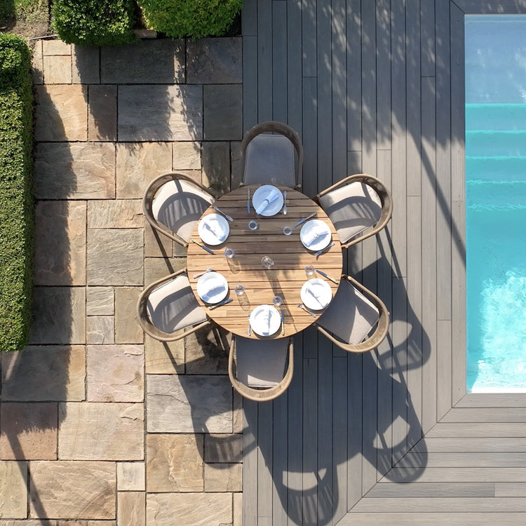 Maze Porto 6 Seat Round Dining Set Birdseye-Better Bed Company