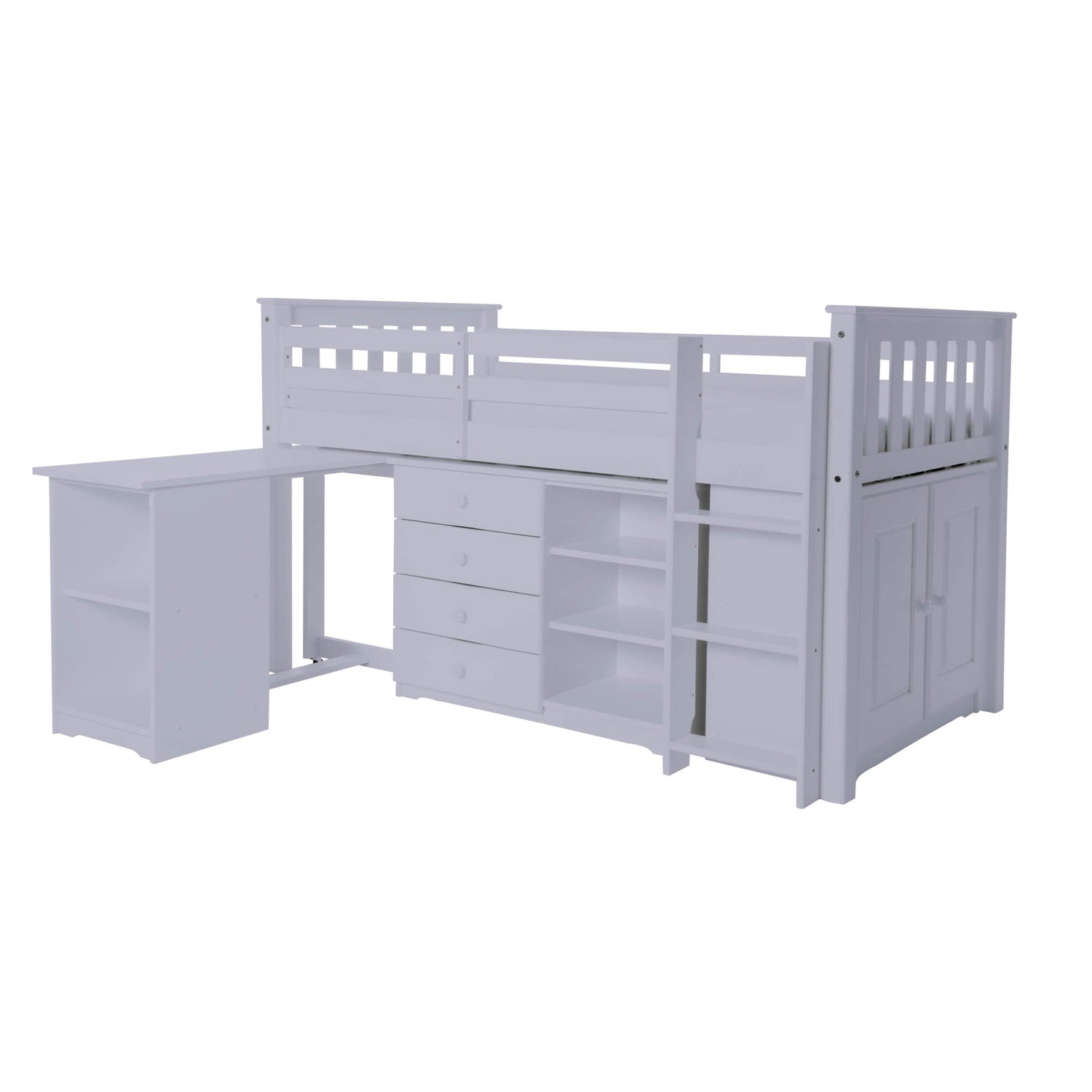 Heartlands Porto Midi Sleeper with Desk Chest & Bookcase-Grey-Better Bed Company