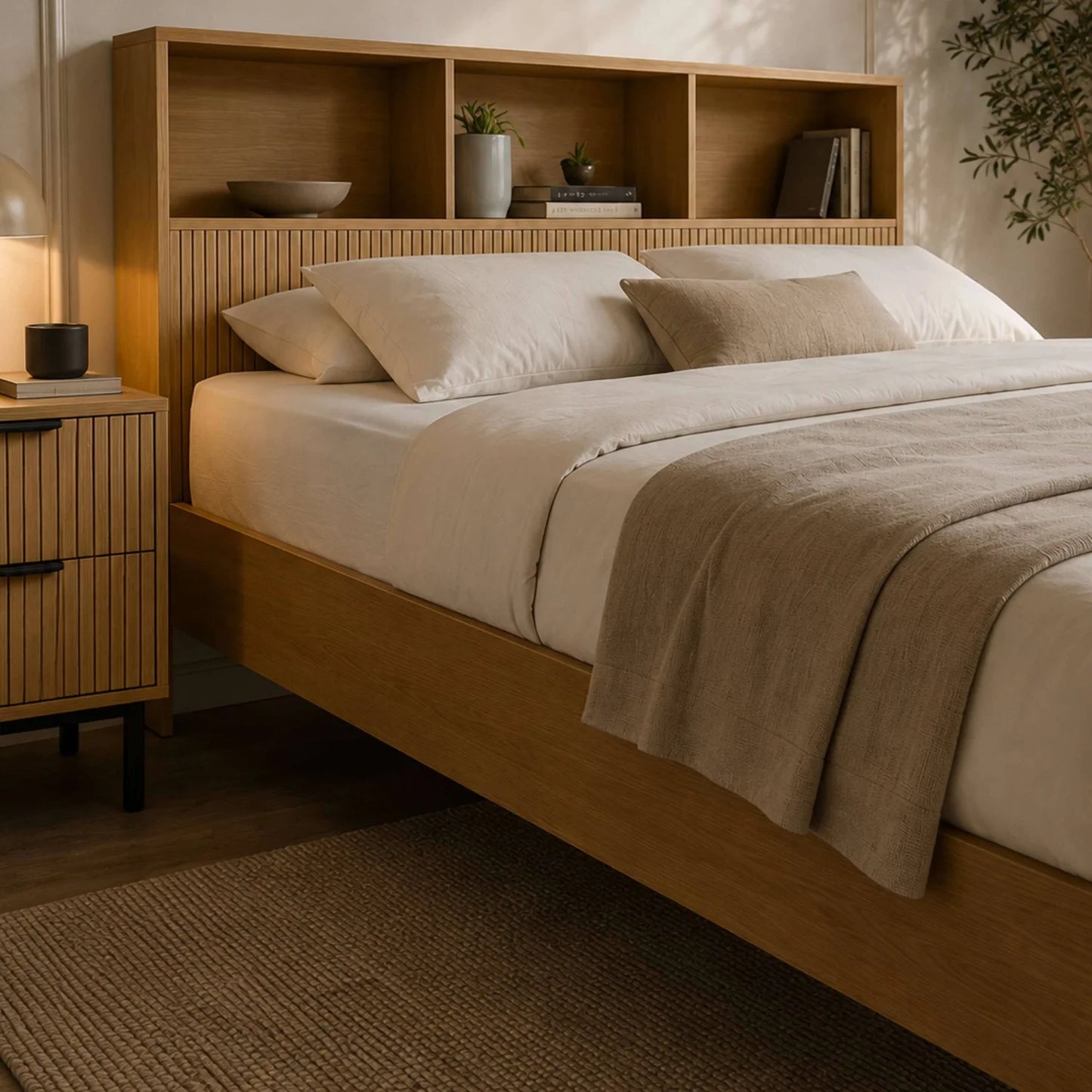 Julian Bowen Sia Bookcase Headboard Bed From Side-Better Bed Company