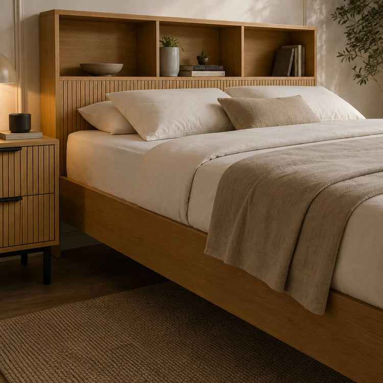 Julian Bowen Sia Bookcase Headboard Bed From Side-Better Bed Company