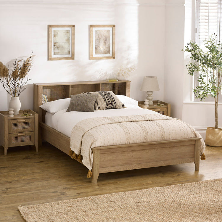 Julian Bowen Sydney Rattan Bookcase Bed Frame-Better Bed Company