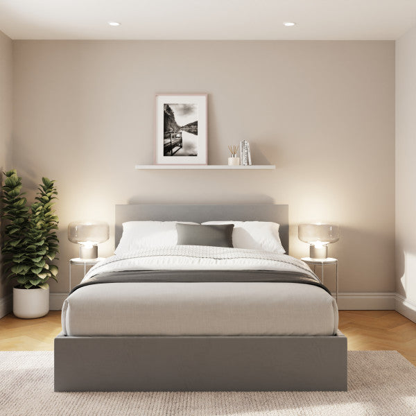 Gfw End Lift Velvet Ottoman Bed-Small Double Charcoal-Better Bed Company