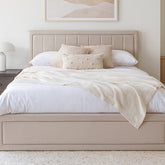 Aspire Cotswold Framed Quilted Headboard Ottoman Bed Beige-Better Bed Company