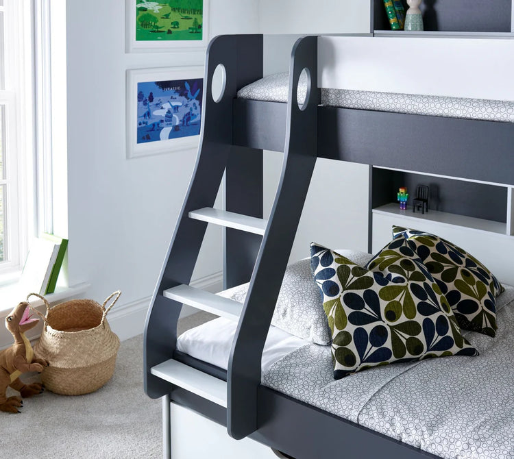 Bedmaster Oliver Triple Sleeper Bunk Bed Grey Anad White-Better Bed Company