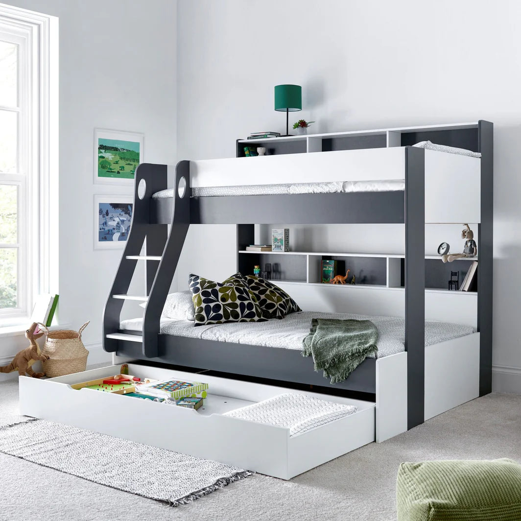 Bedmaster Oliver Triple Sleeper Bunk Bed Grey Anad White-Better Bed Company