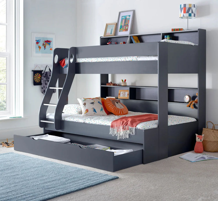 Bedmaster Oliver Triple Sleeper Bunk Bed Grey-Better Bed Company