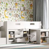Kids Bunk Beds Daisy Wooden Mid Sleeper Set With Storage And Desk-Better Bed Company