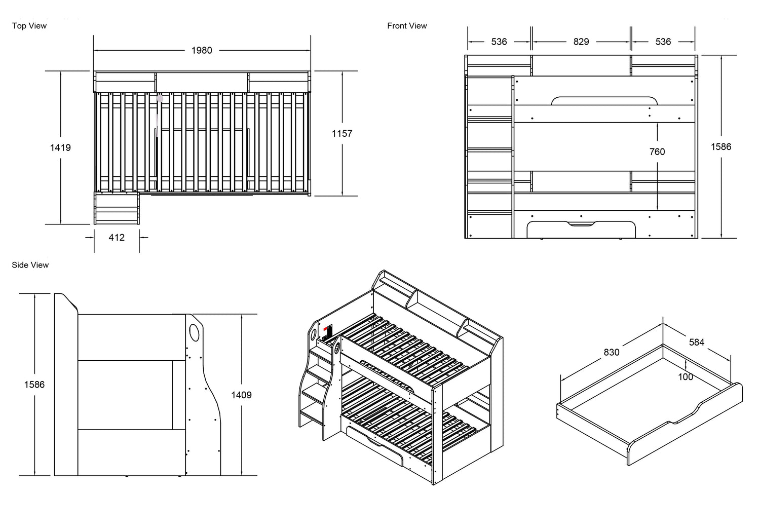 Kids Bunk Beds Flicker Storage Bunk Bed-Better Bed Company