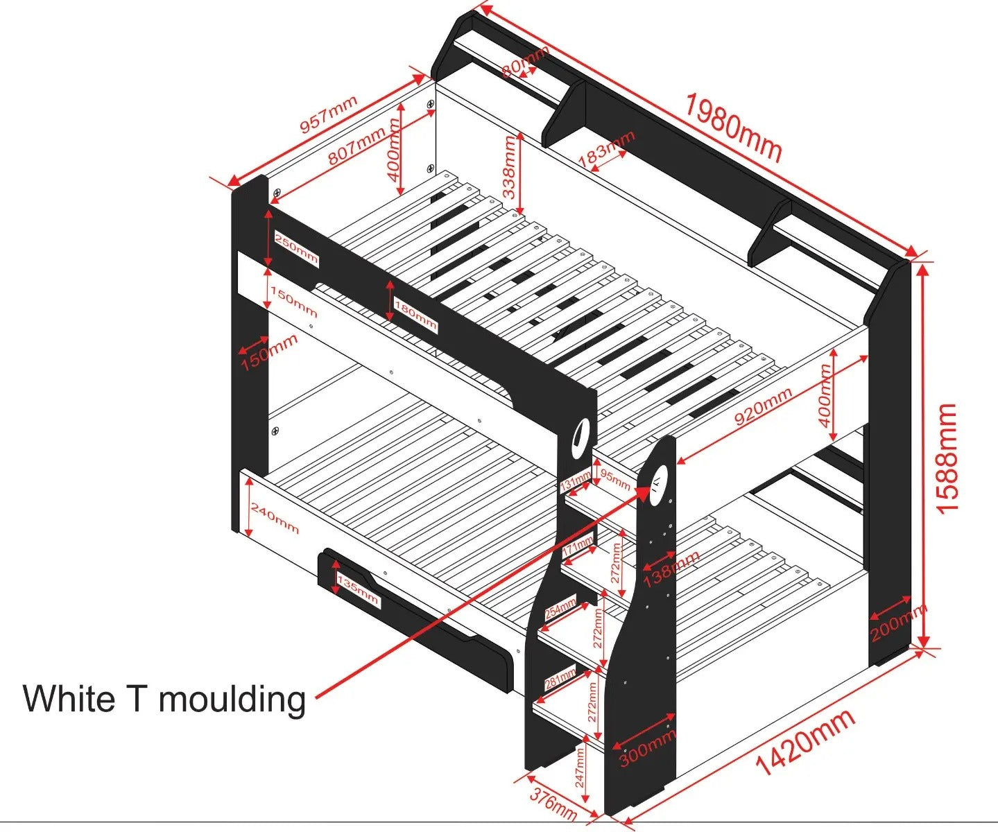 Kids Bunk Beds Flicker Storage Bunk Bed-Better Bed Company