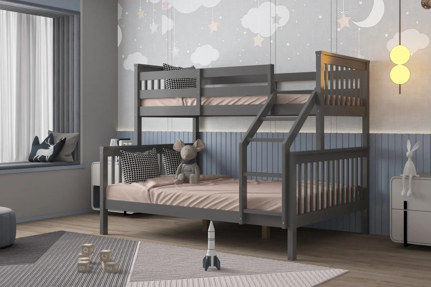 Kids Bunk Beds Zoom Triple Sleeper-Grey-Better Bed Company