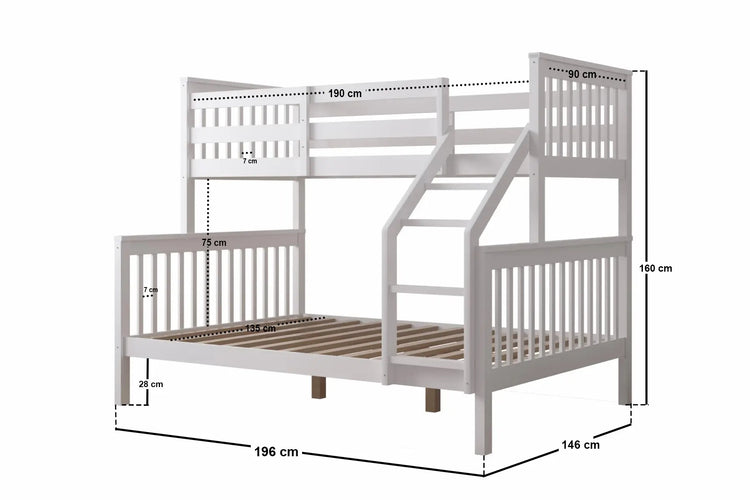 Kids Bunk Beds Zoom Triple Sleeper-White-Better Bed Company