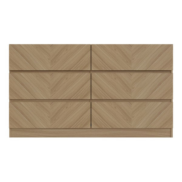 GFW Catania 3 + 3 Drawer Chest Euro Oak From Front-Better Bed Company