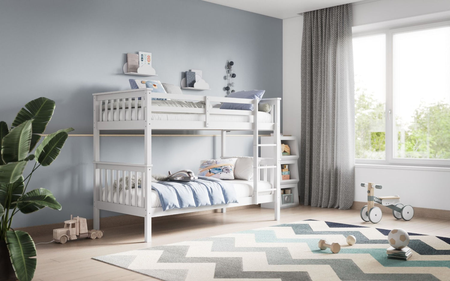 Kids Bunk Beds Zoe Wooden White & Grey Bunk-Better BEd Company