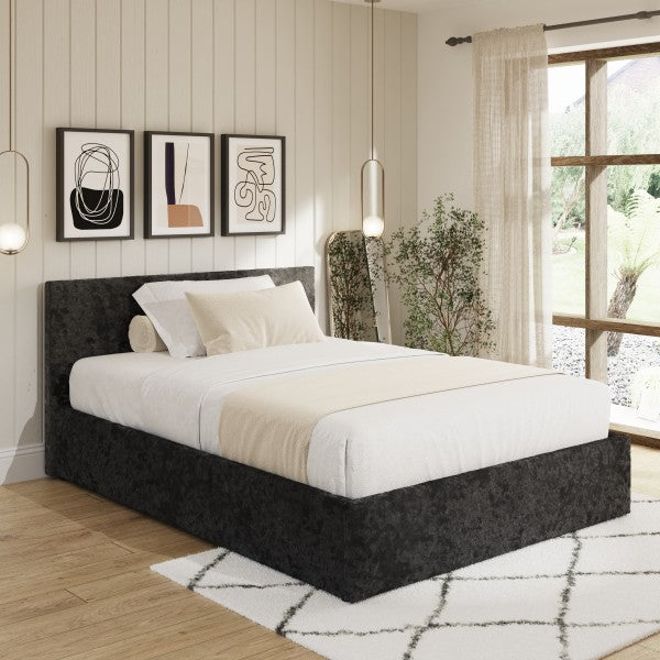 GFW End Lift Crushed Velvet Ottoman Bed-Double-Better Bed Company