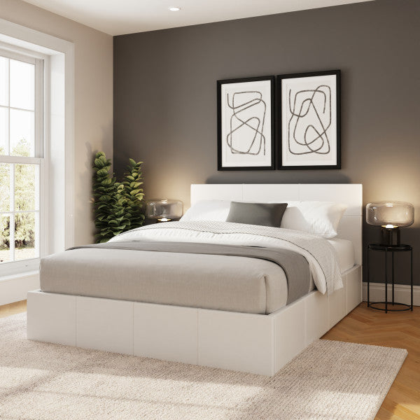 GFW Side Lift pu Leather Ottoman Bed White From Side-Better Bed Company