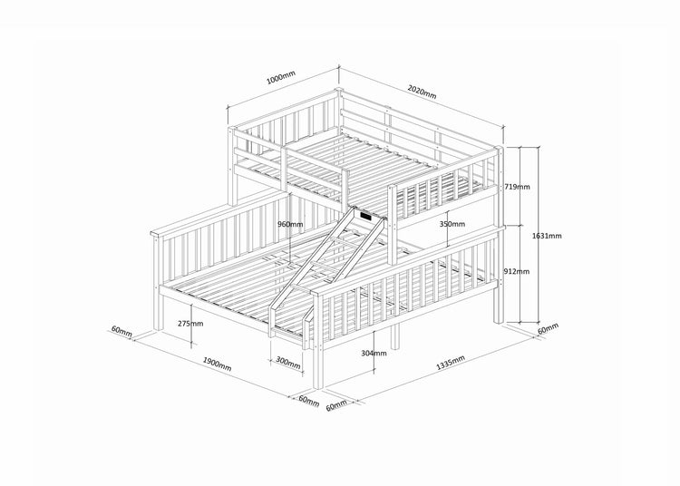 Kelly Triple Wooden Bunk Bed-Better Bed Company