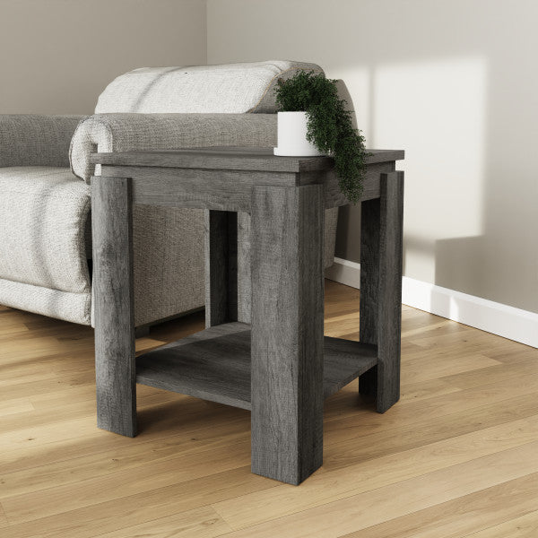 GFW Canyon Oak Lamp Table Charcoal From Side-Better Bed Company