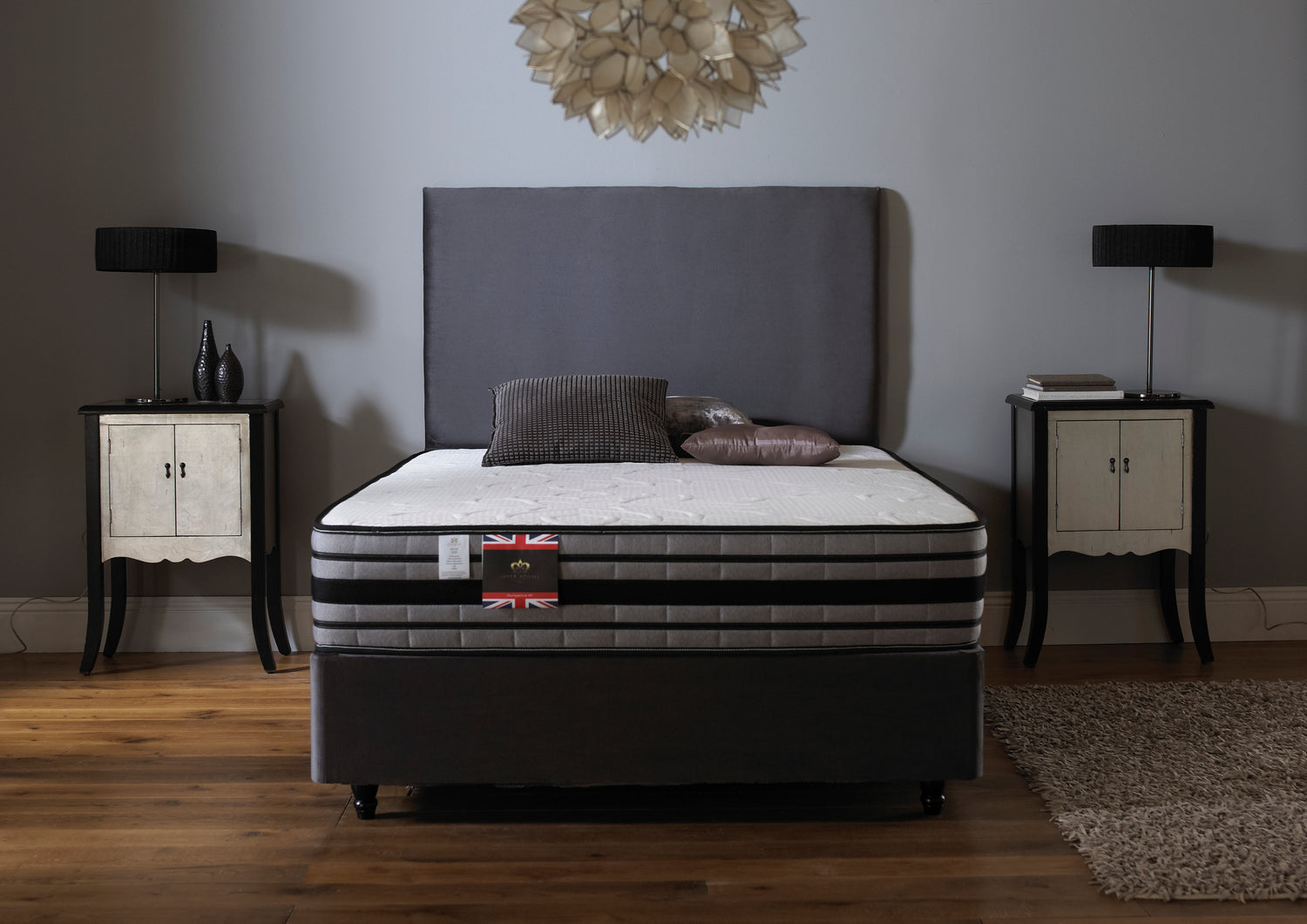 Myer Adams Latex 2000 Encapsulated Divan Bed-Steel Plush Velvet-Better Bed Company