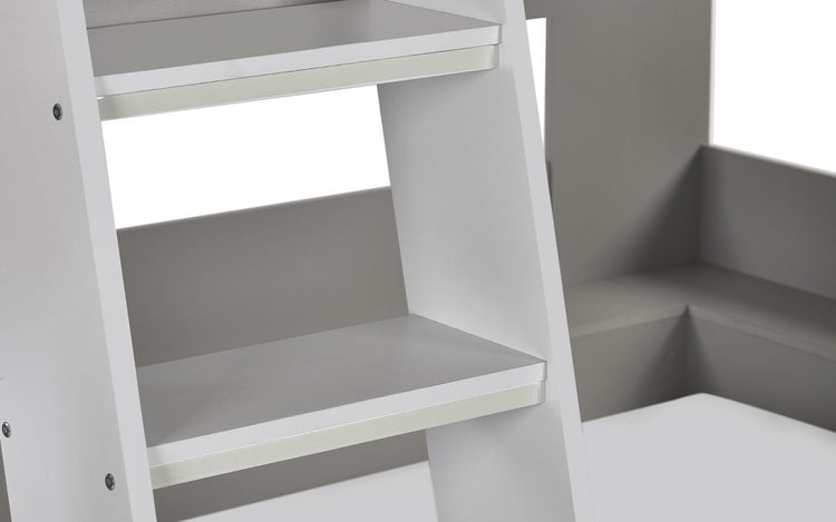 Julian Bowen Parsec Bunk Bed - Taupe & White White Background Ladder Close Up-Better Bed Company
