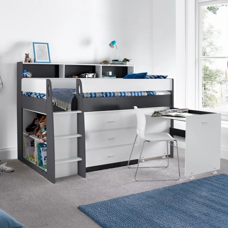 Bedmaster Ersa Midsleeper Bed Grey And White-Better Bed Company