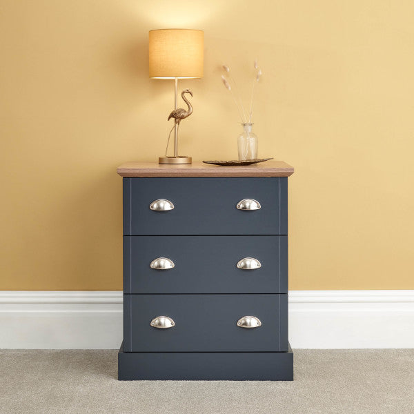 GFW Kendal 3 Drawer Chest Blue-Better Bed Company