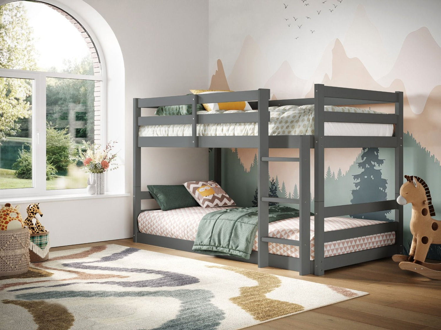 Kids Bunk Beds Beatrice Grey & White Wooden Bunk Bed Grey-Better Bed Company