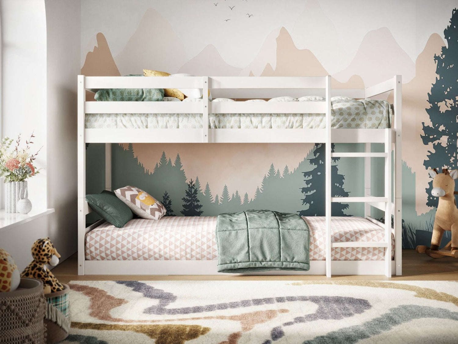 Kids Bunk Beds Beatrice Grey & White Wooden Bunk Bed White-Better Bed Company