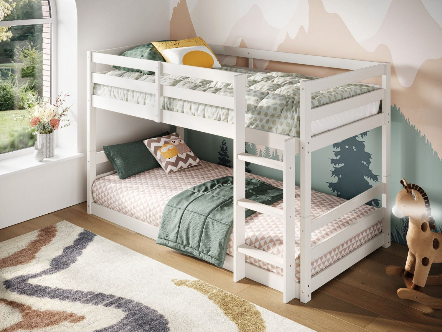 Kids Bunk Beds Beatrice Grey & White Wooden Bunk Bed White From Side-Better Bed Company